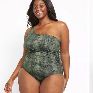 Lane Bryant No-Wire Asymmetrical Swim One-Piece